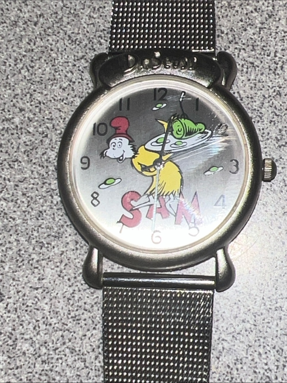 Dr. Seuss The Grinch Stainless Steel Watch - Black Mesh Band
